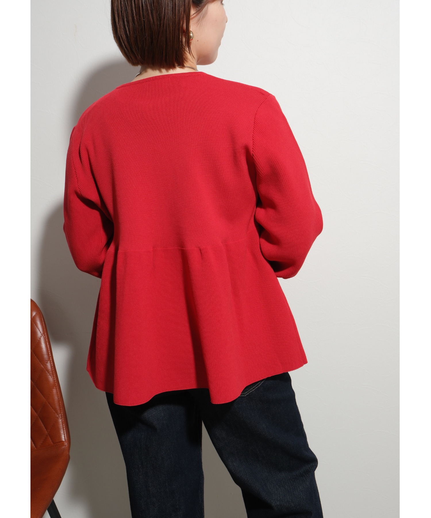 FRAY I.D FOXカシミアペプラムカーディガンニット レッド FRAY I.D FOXカシミアペプラムカーディガンニット レッド