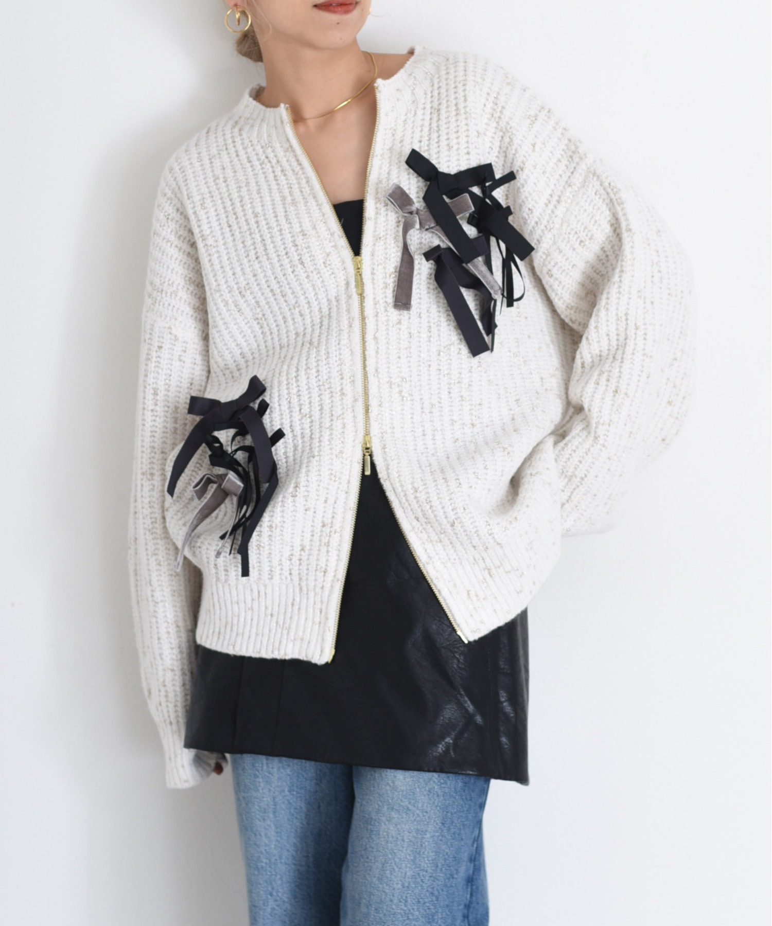 ランダムリボンラメネップZIPカーデ Eimee Law│Eimee Law & LHELBIE