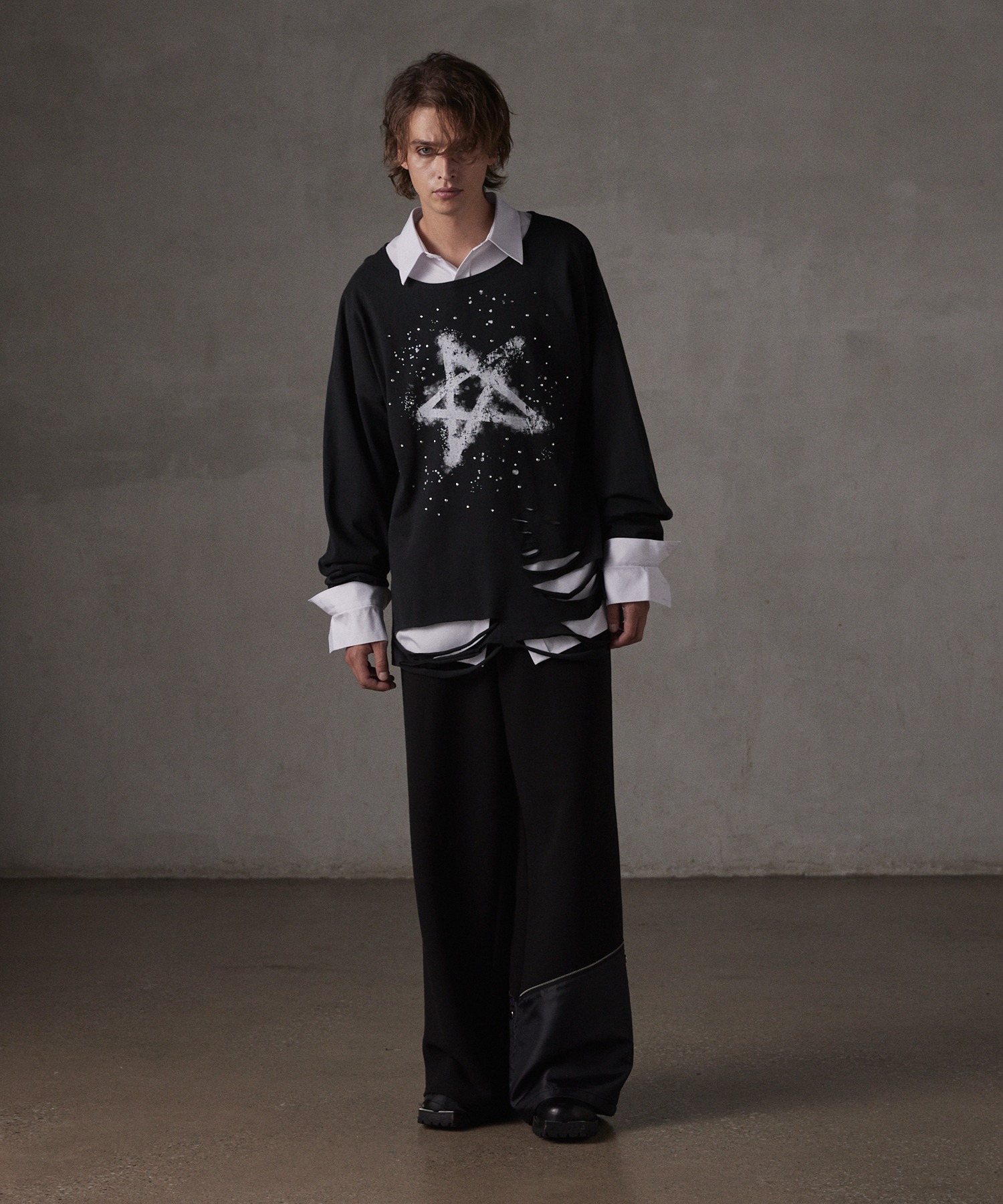 GRANCY】DoublecuffsDesign Curveline Shirt / ダブルカフスデザイン