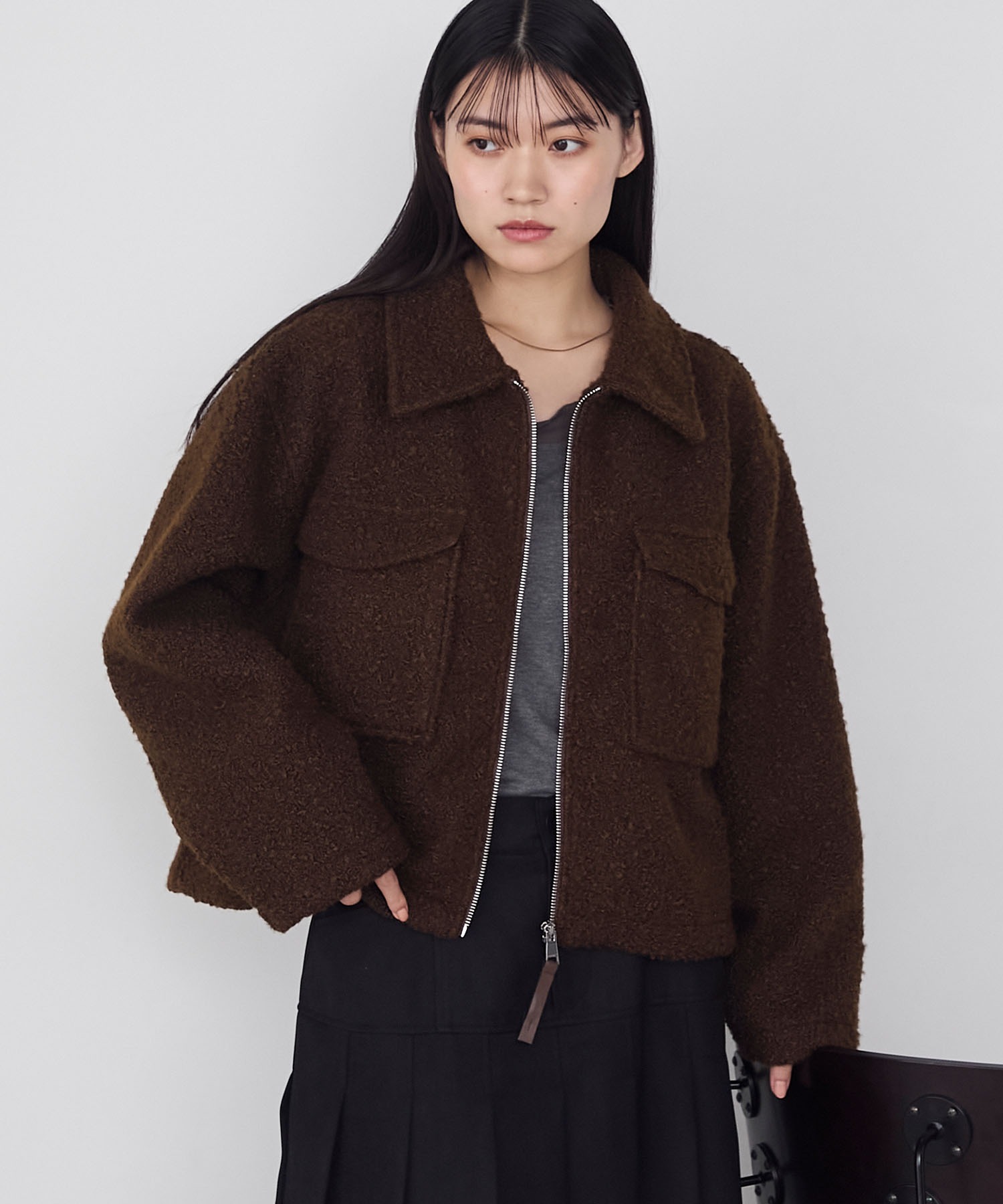 forksy.】ブークレジップアップビッグポケットジャケット forksy