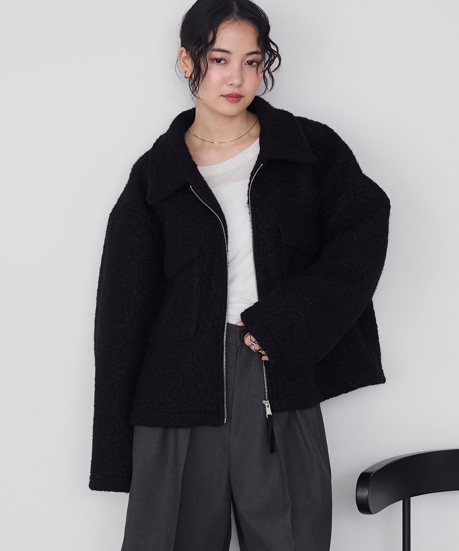 forksy.】ブークレジップアップビッグポケットジャケット forksy