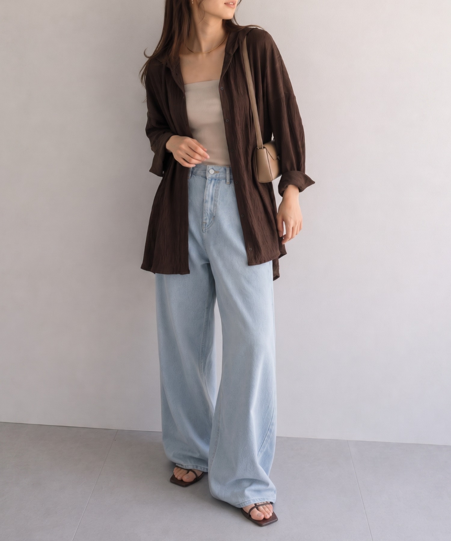 【新色】ブラウン
model：157cm 着用サイズ：FREE