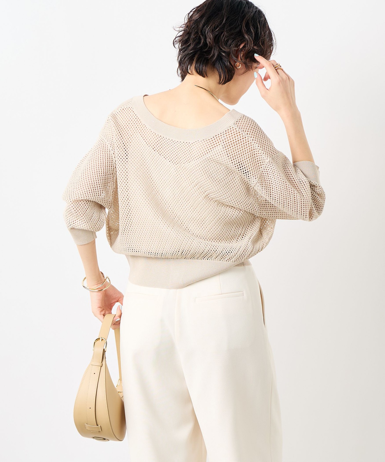 手洗い可能　スパンコールメッシュ5分袖カーディガン NOLLEY'S（ノーリーズ）の「《手洗い可能》スパンコールメッシュ5分袖