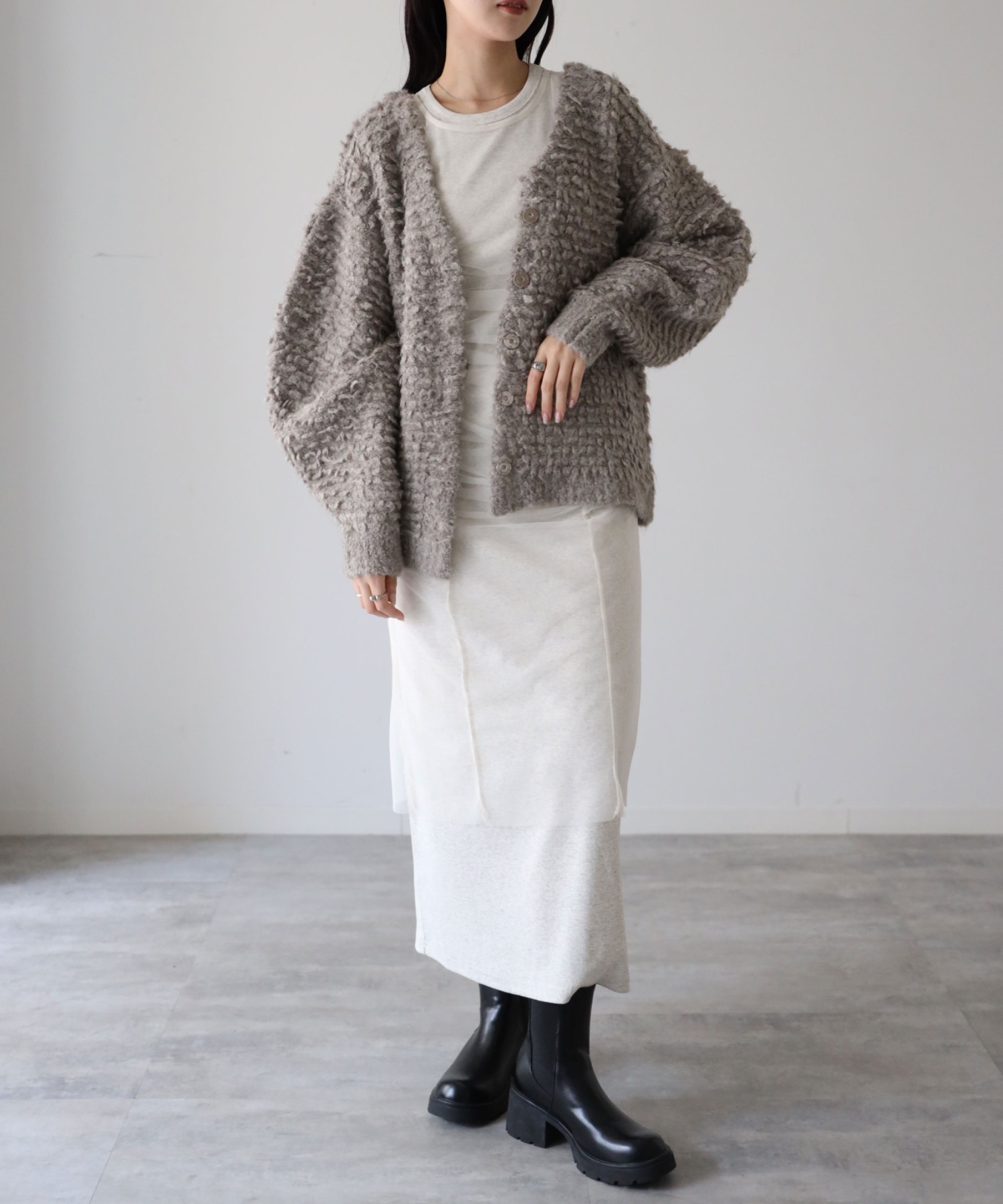 model：164cm. 着用サイズ：FREE