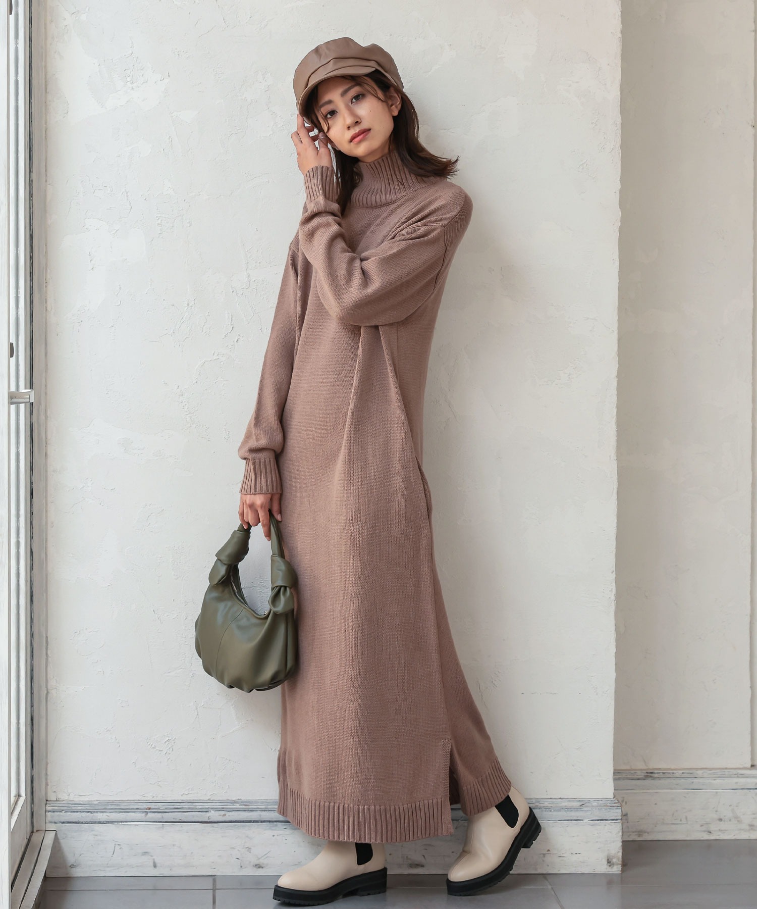 ゆるハイネックサイドスリットニットワンピース Elearning Minmba Com