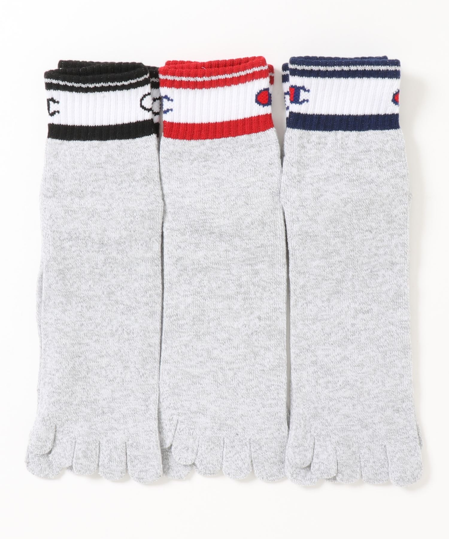 Champion チャンピオン ライン入り5本指クォーター丈靴下 ソックス 3足組 Cmscg2 ブランドロゴ 年中無休