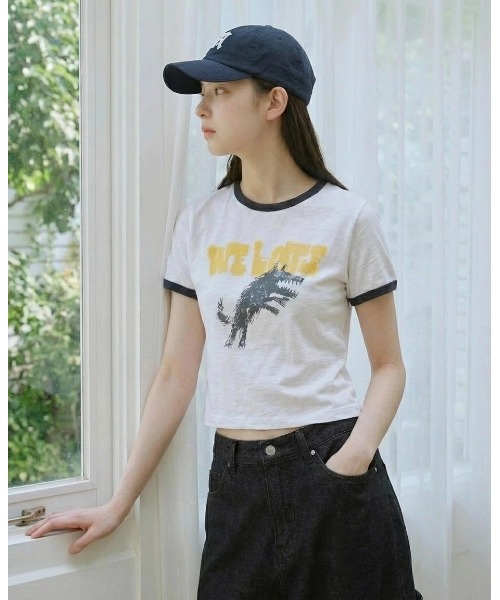 mahagrid/マハグリッド』 BITE LOVER CROP RINGER TEE/バイト ラバー