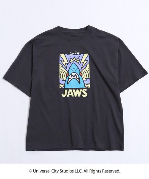 coen 【ユニセックス】コーエンベア× JAWS コラボプリントTシャツ ブラック