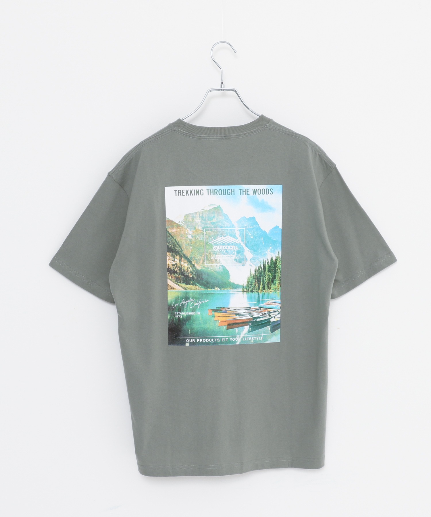 USAコットン ヘビーウェイトグラフィックバックプリントTシャツ/ワンポイントブランドロゴ