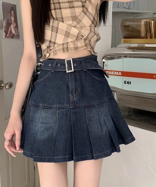 A'GEM/9 × .kom『.kom/ドットケーオーエム』ベルトデニム ミニスカート