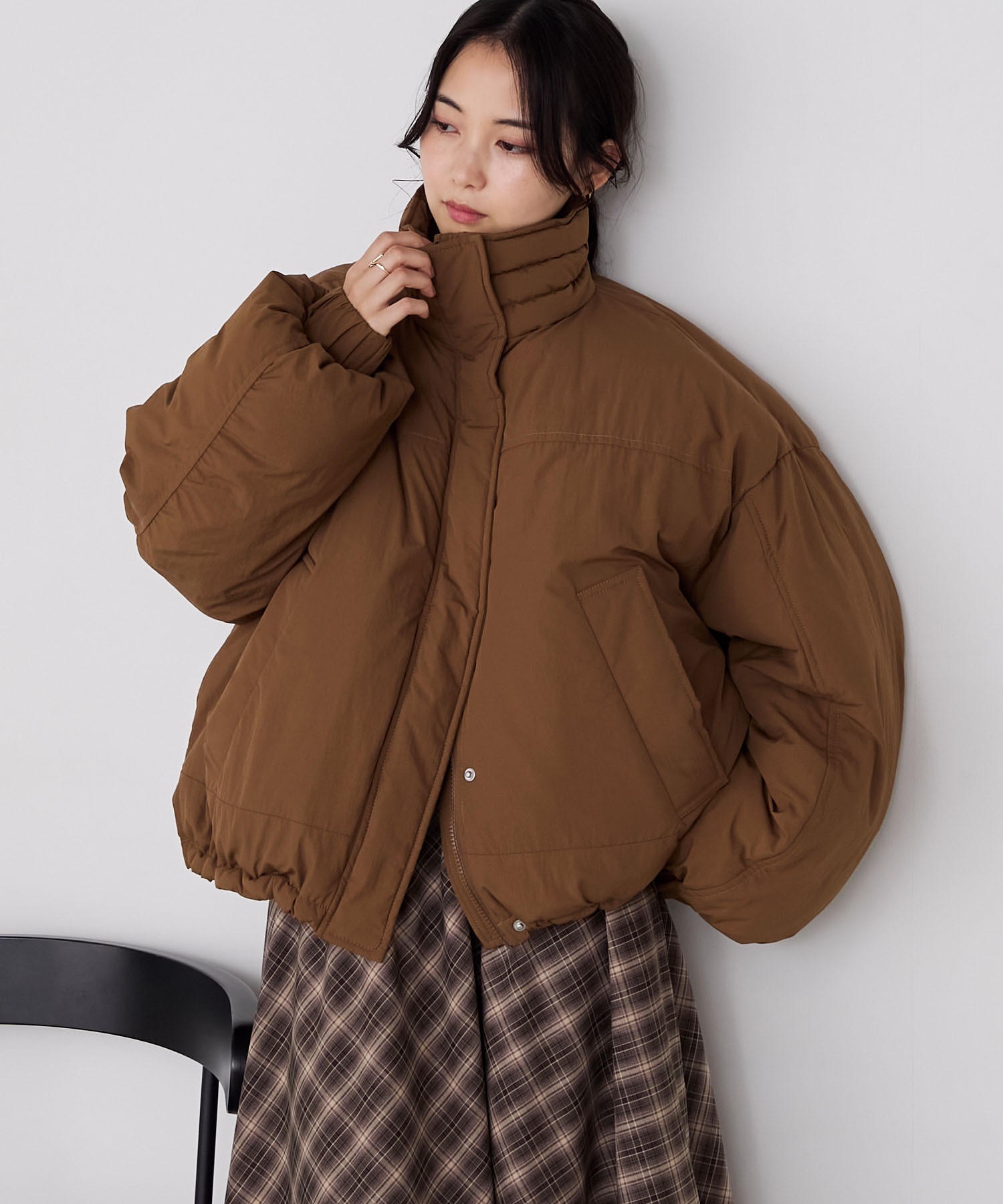 forksy.】〈撥水加工〉ドロスト付きハイネックモンスター中綿