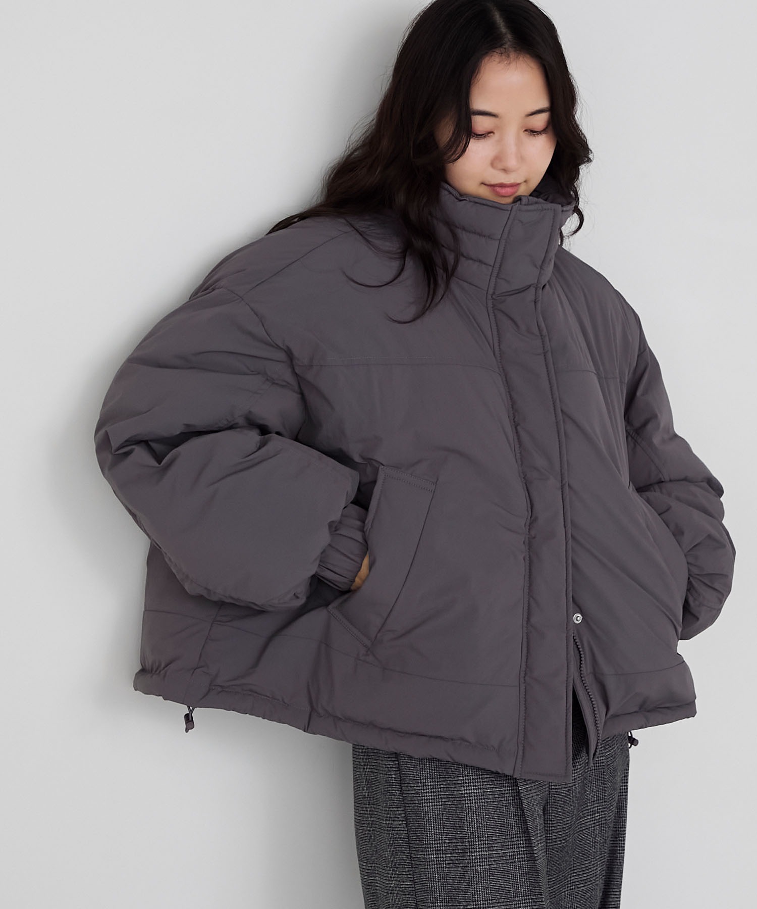 forksy.】〈撥水加工〉ドロスト付きハイネックモンスター中綿