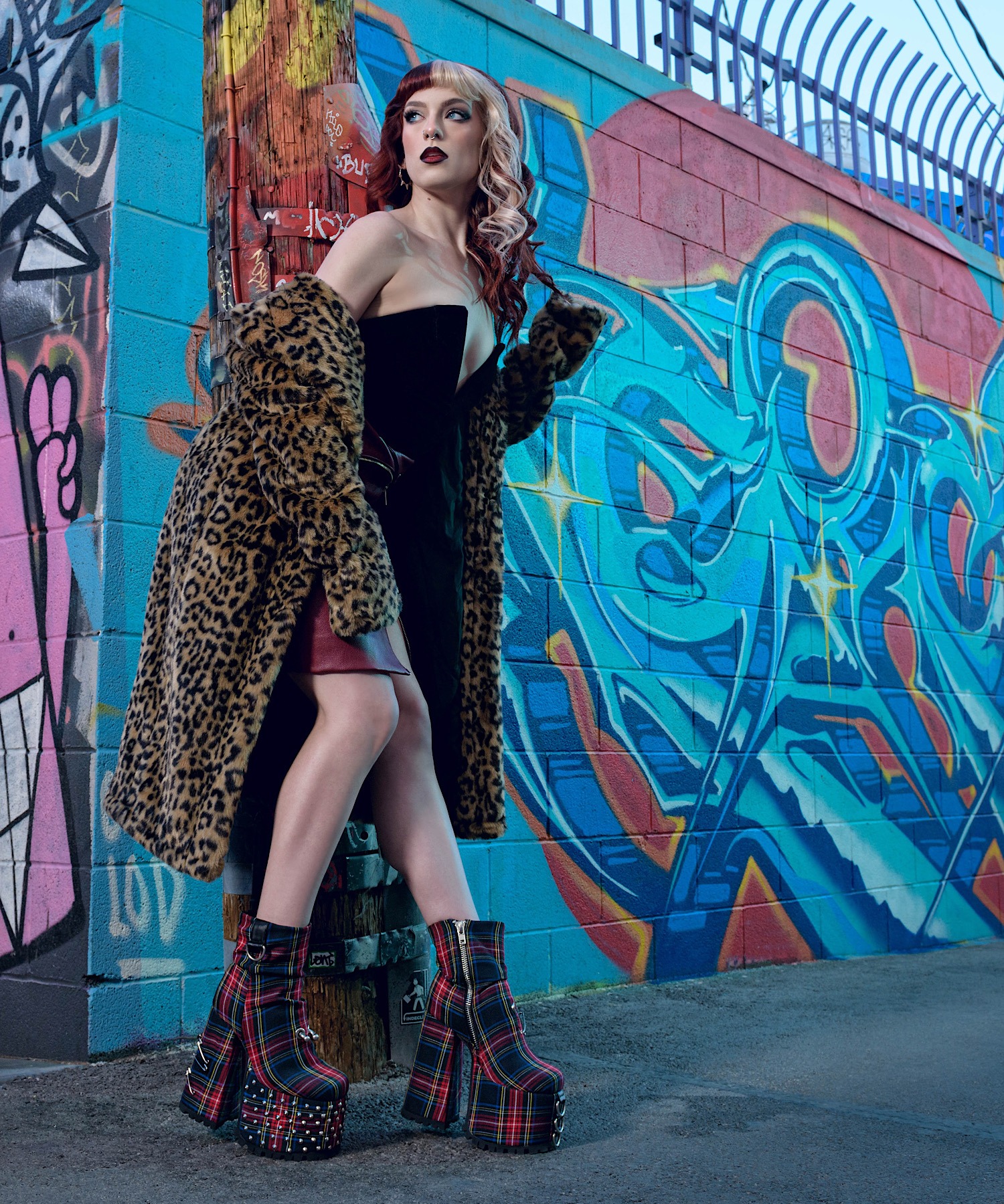 タータンチェック 厚底ミドルブーツ Charla Tedrick│Jeffrey Campbell