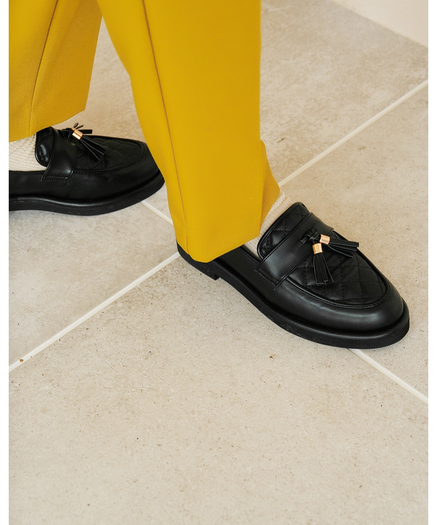 キルティング タッセル ローファー