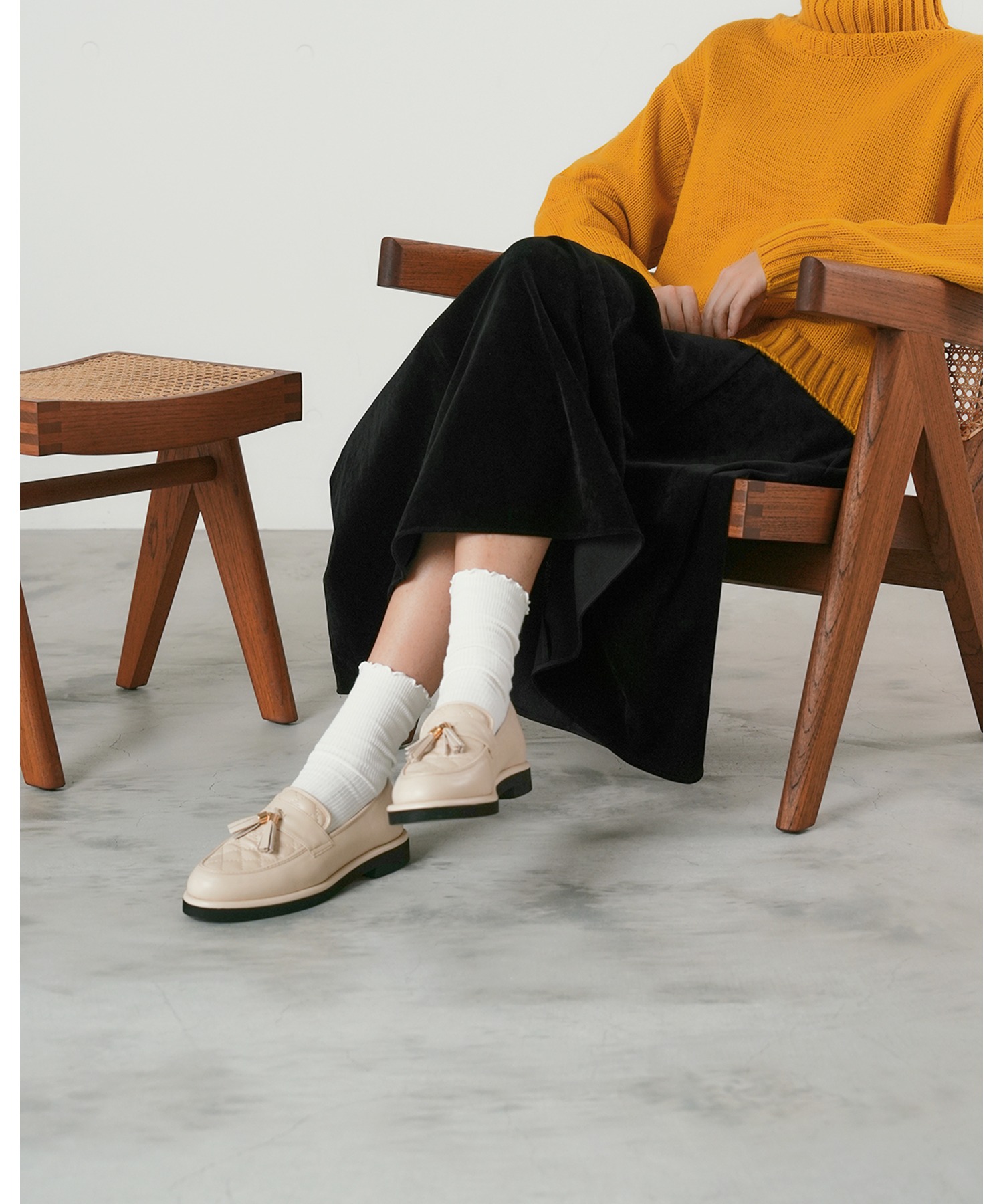 キルティング タッセル ローファー