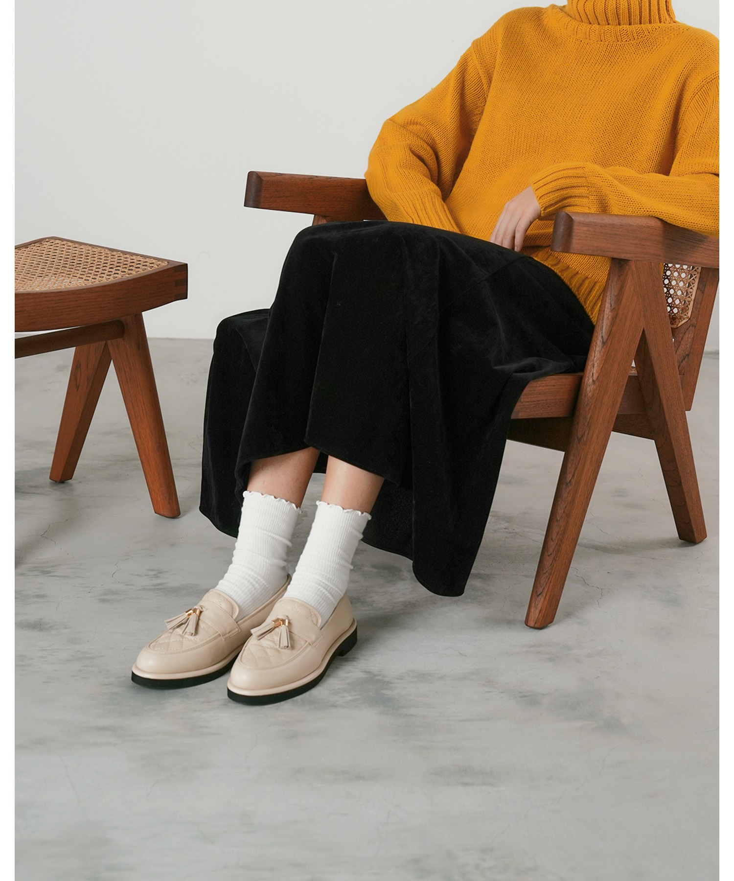 キルティング タッセル ローファー