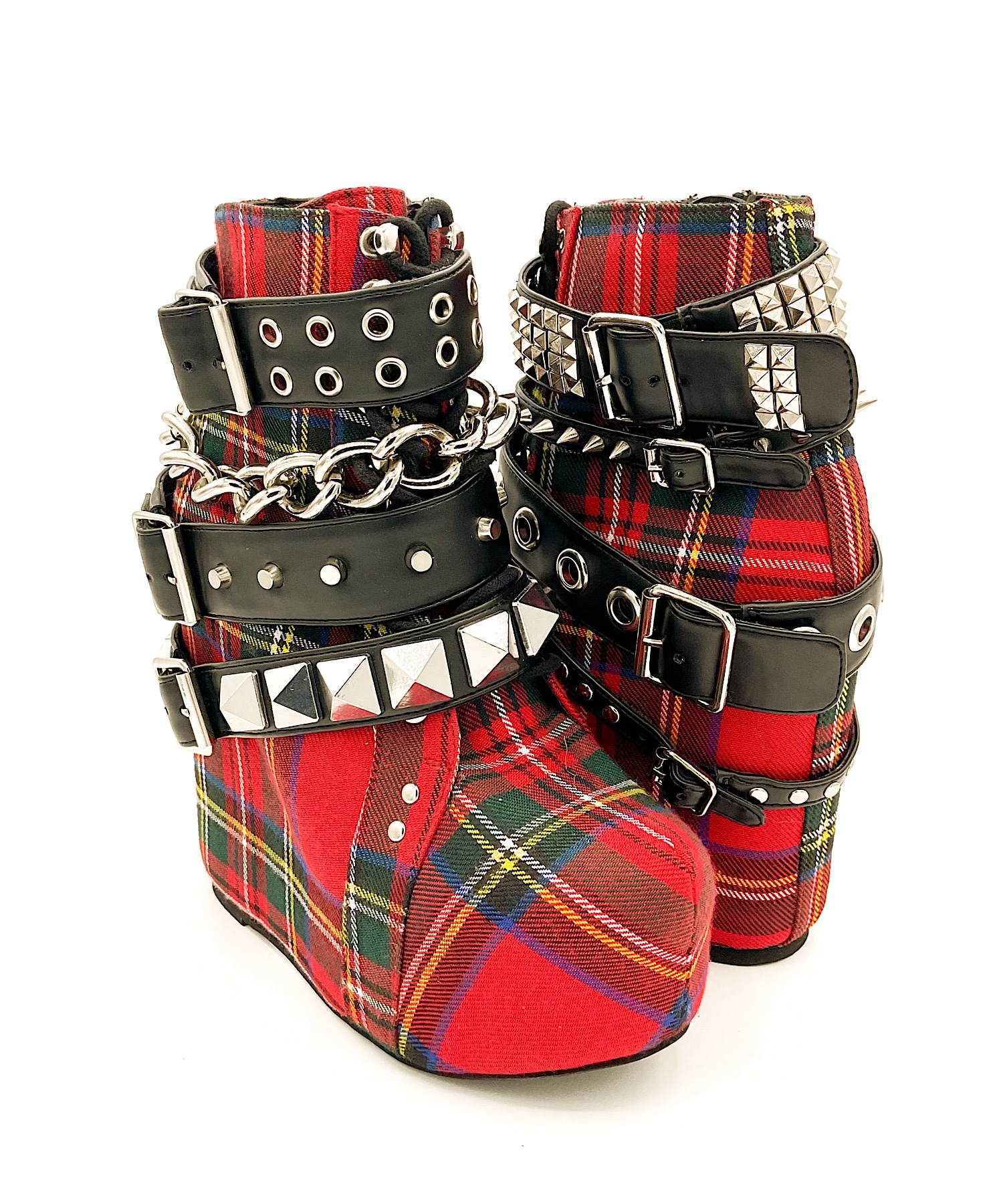 タータンチェック 厚底ベルトブーツ Charla Tedrick│Jeffrey Campbell