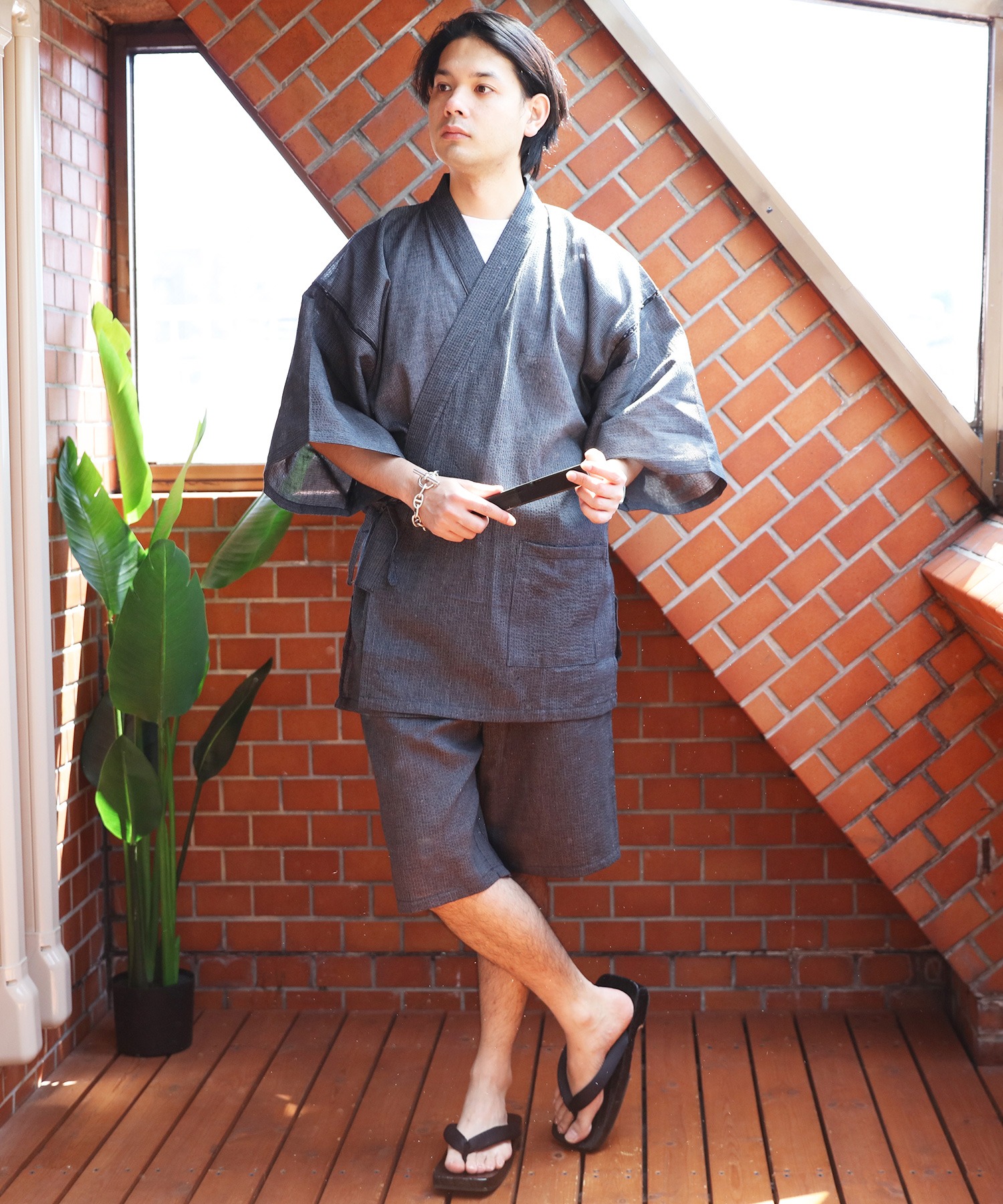 甚平 上下セット コットン 麻 涼しい Urban Tales Com