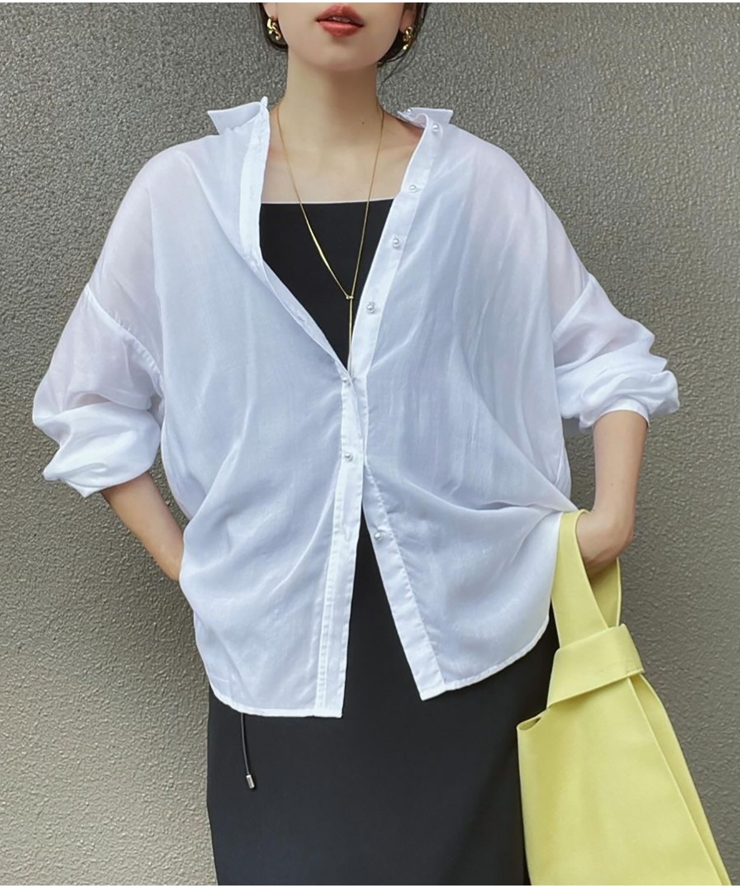 シアーリヨセルパール釦オーバーシャツ Emma Taylor│STYLEDOOR  