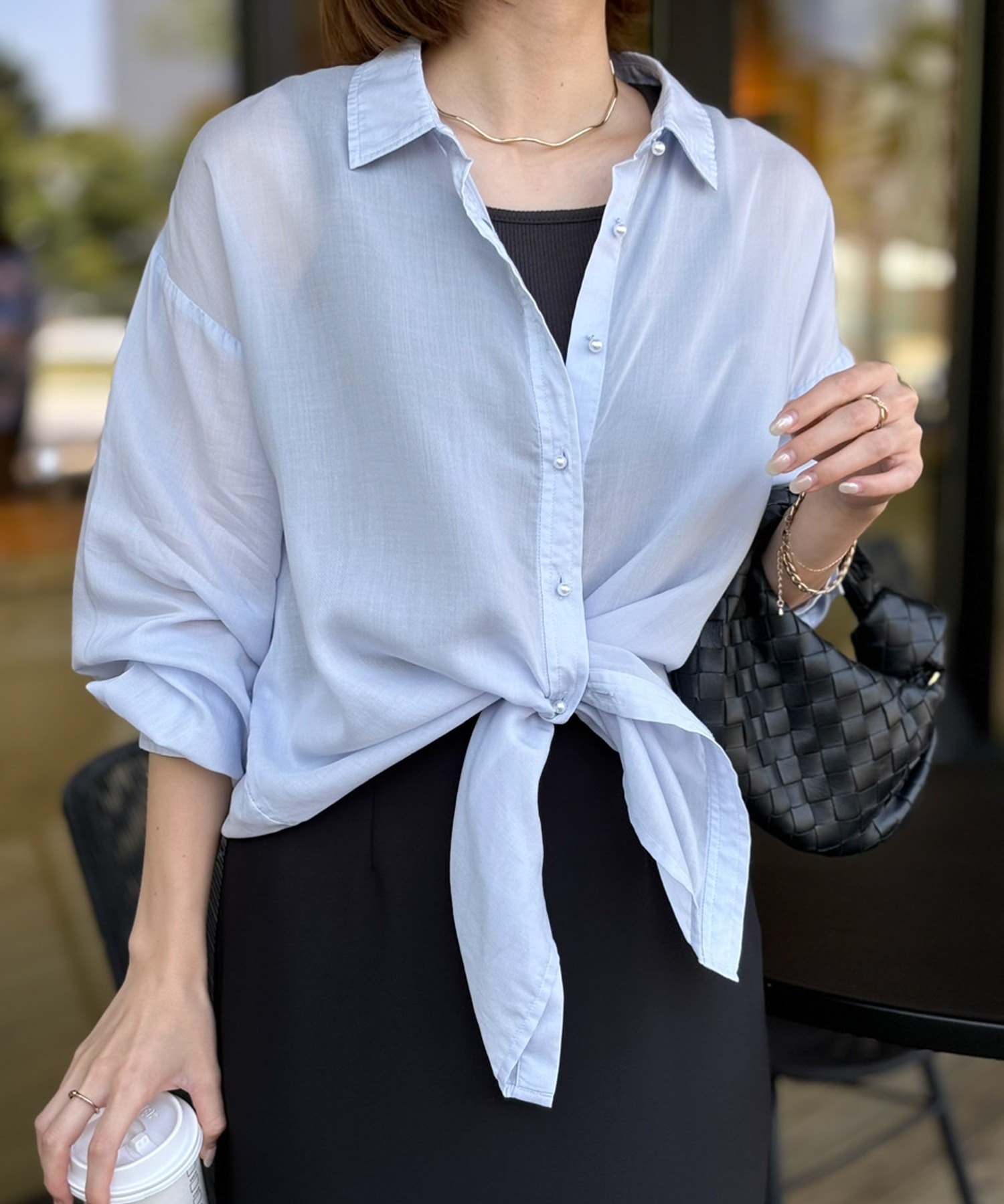 シアーリヨセルパール釦オーバーシャツ Emma Taylor│STYLEDOOR  