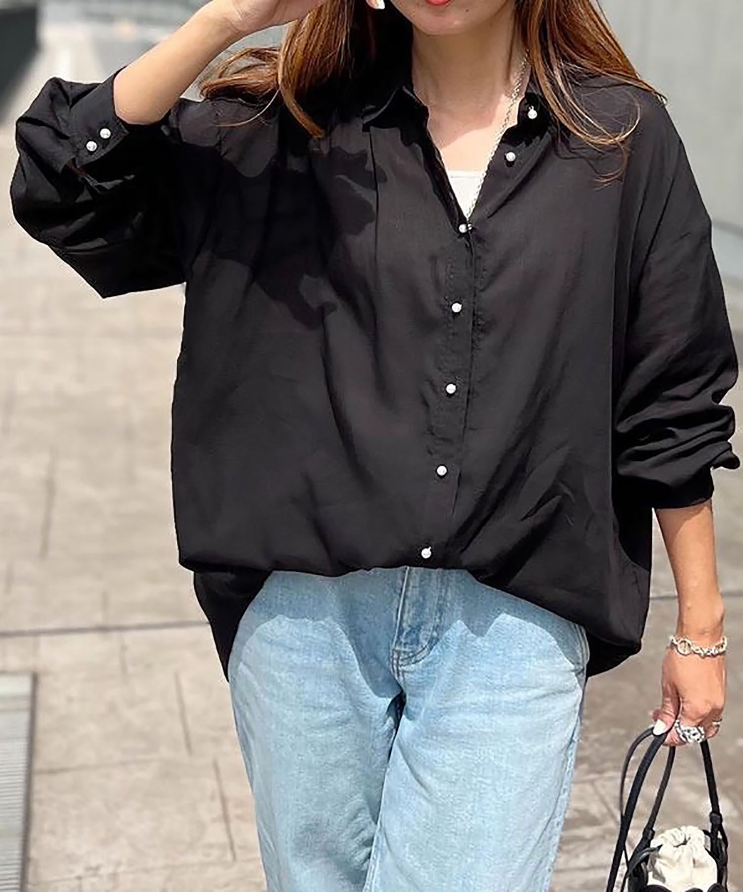 シアーリヨセルパール釦オーバーシャツ Emma Taylor│STYLEDOOR  