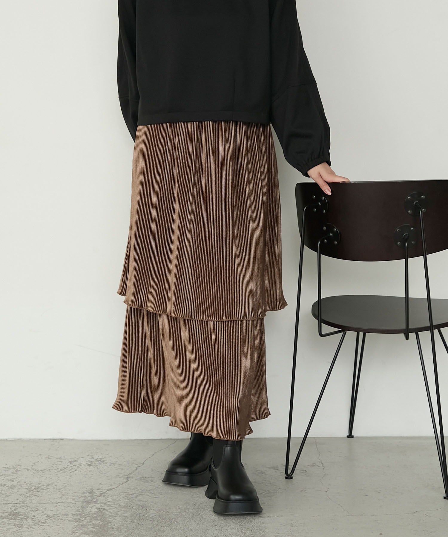 forksy.】ベロアプリーツティアードスカート forksy.│MONO-MART