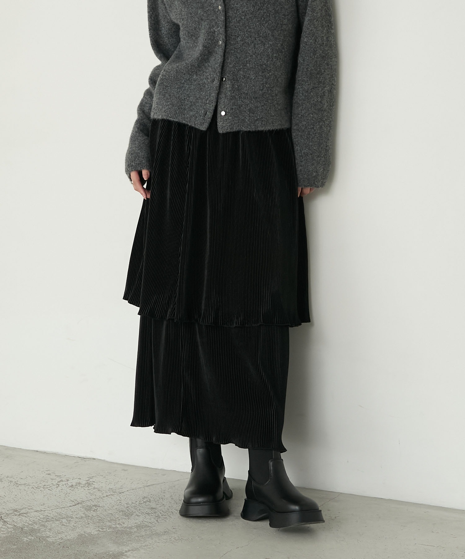 forksy.】ベロアプリーツティアードスカート forksy.│MONO-MART