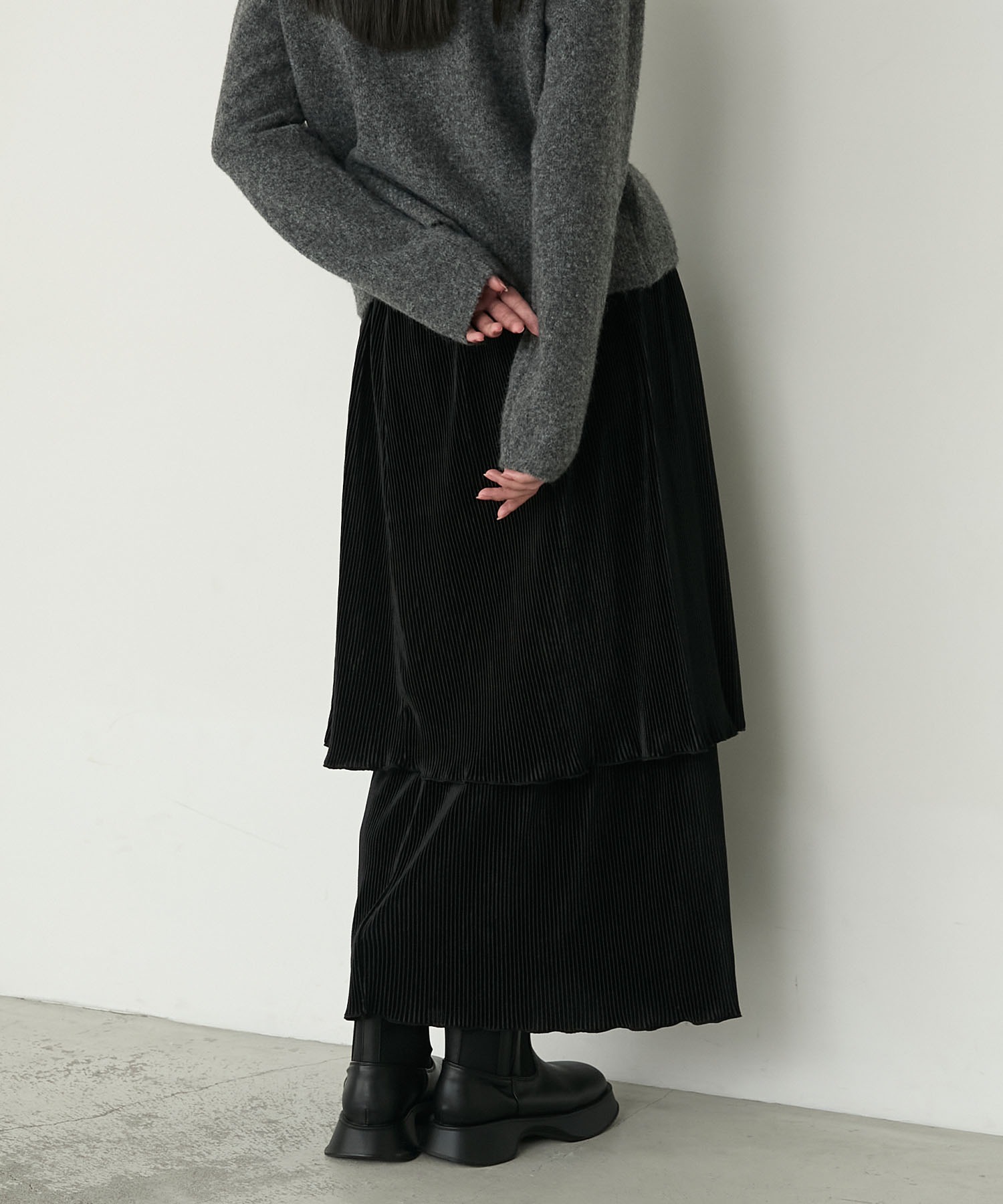 forksy.】ベロアプリーツティアードスカート forksy.│MONO-MART