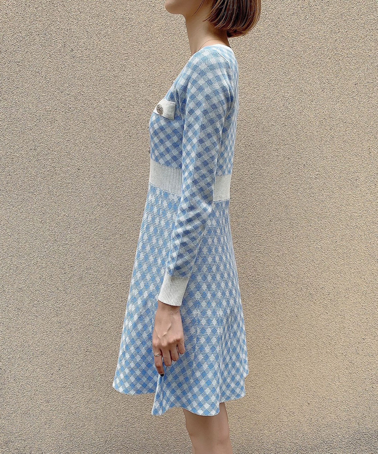 Crea Titty Co Petit バイカラーチェックニットワンピース Crea Titty Co Petit Titty Co Online Store ティティーアンドコーオンラインストア