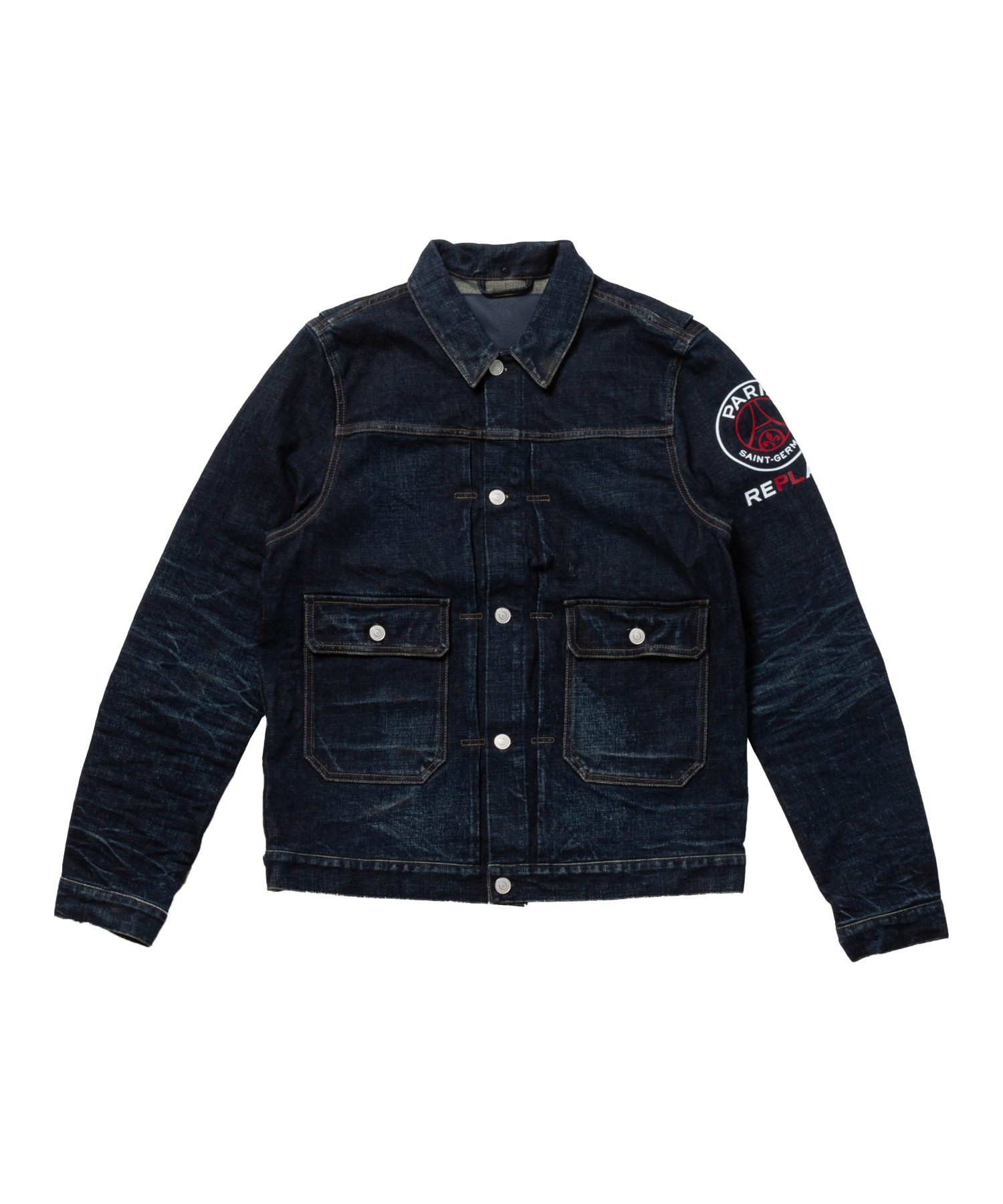 PARIS SAINT-GERMAINPARIS SAINT-GERMAIN 限定品 ×REPLAY デーィプインディゴデニムジャケット