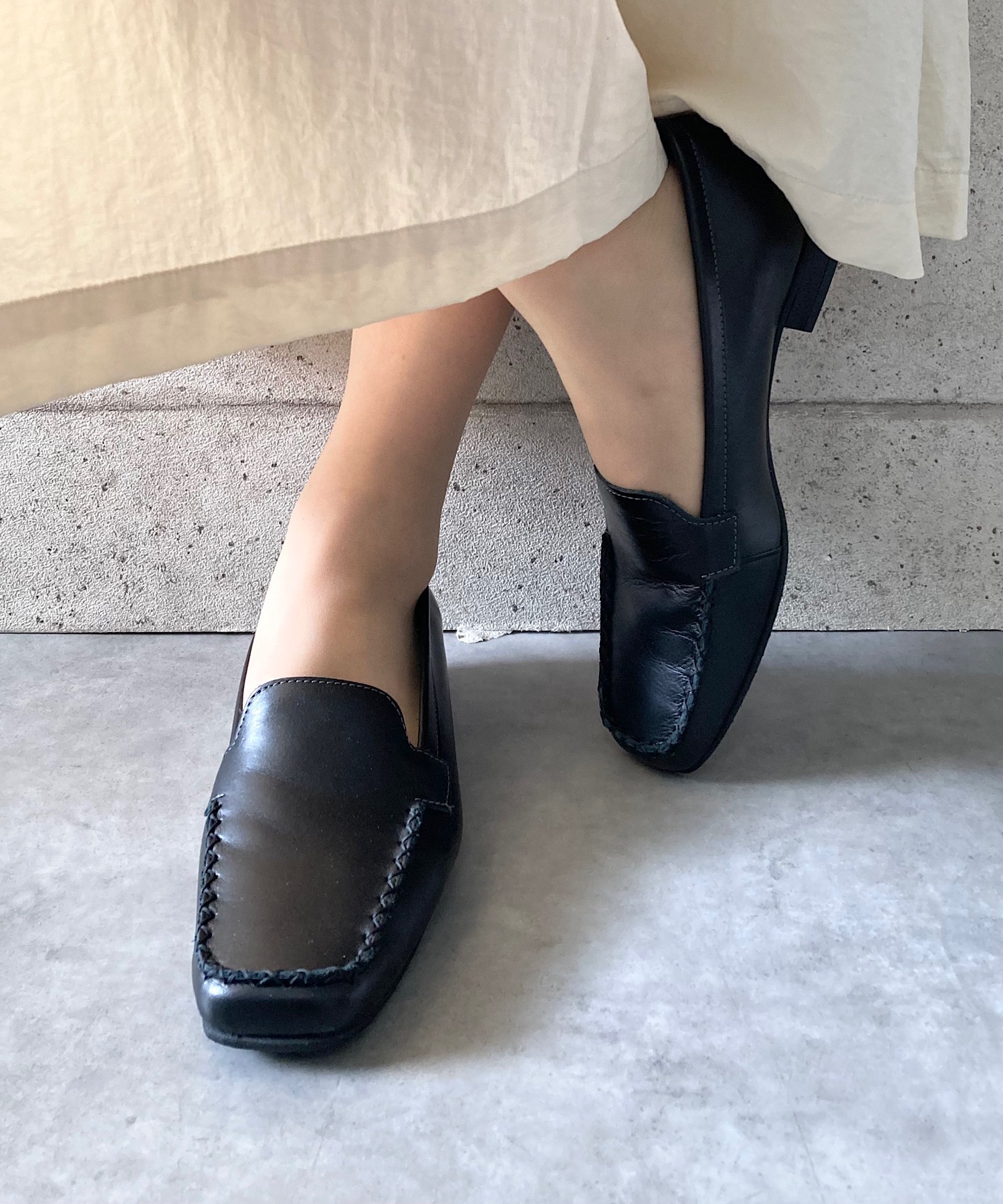 売約済商品!!モカシン 黒 レザー ポニー 日本製／本革】モカシンシューズ blanc/bleu│Jeffrey Campbell