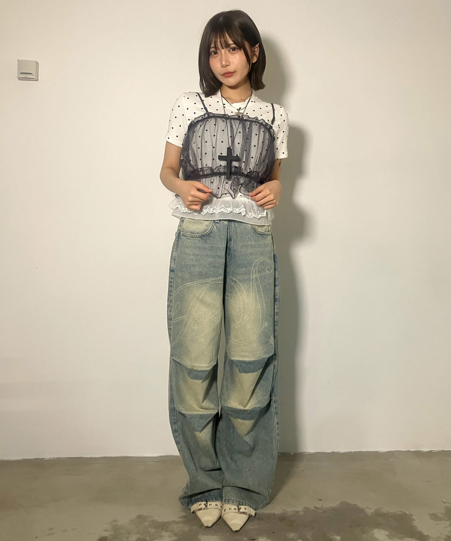 A'GEM/9 × .kom 『.KOM/ドットケーオーエム』 シアーキャミソール .KOM