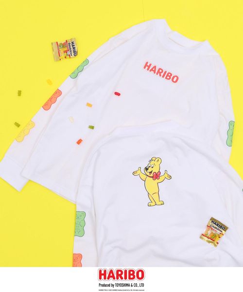 coen コーエン 【ユニセックス】HARIBO(ハリボー)別注プリント長袖Tシャツ オフホワイト