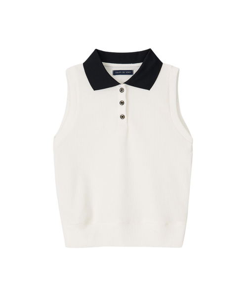 Collar sleeveless top — топ без рукавов, белый