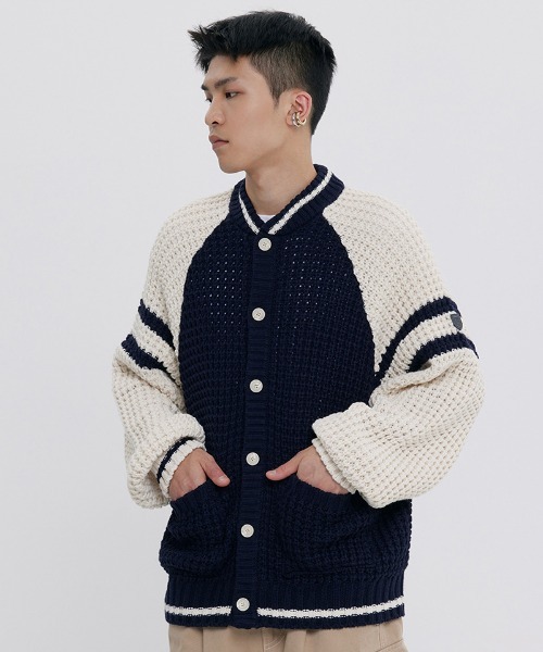 A'GEM/9 × .kom 『ROMANTIC CROWN/ロマンティック クラウン』 VARSITY KNITCARDIGAN/ヴァーシティニット カーディガン 韓国ブランドセレクト│A'GEM/9×.KOM【公式】｜韓国・ストリートブランド通販サイト エージェムナイン ドットケーオーエム