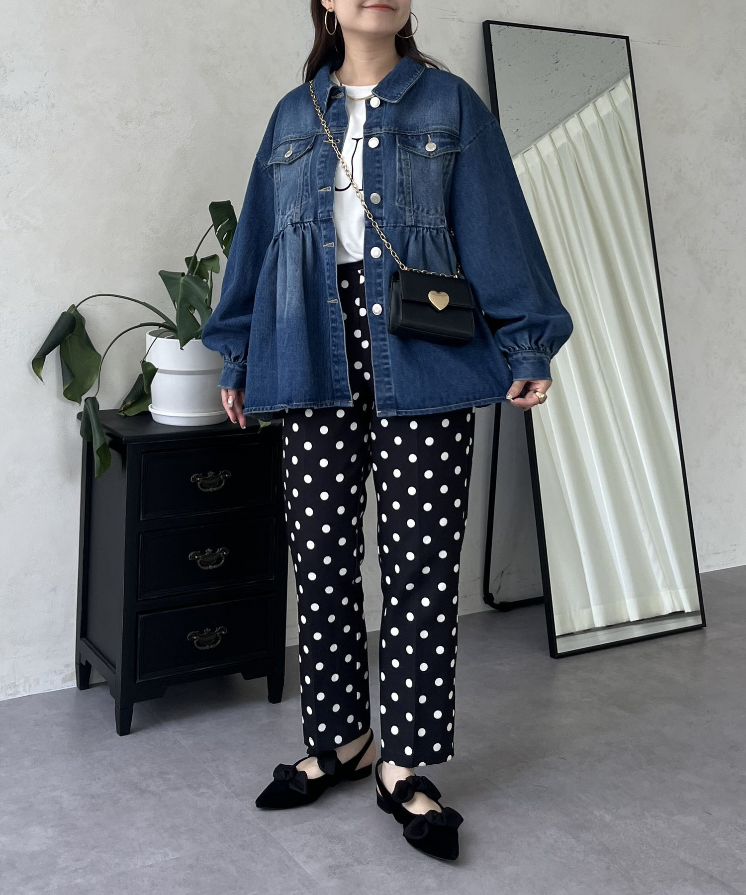 ギャザーペプラムデニムジャケットMサイズ オーバーサイズギャザーペプラムデニムジャケット