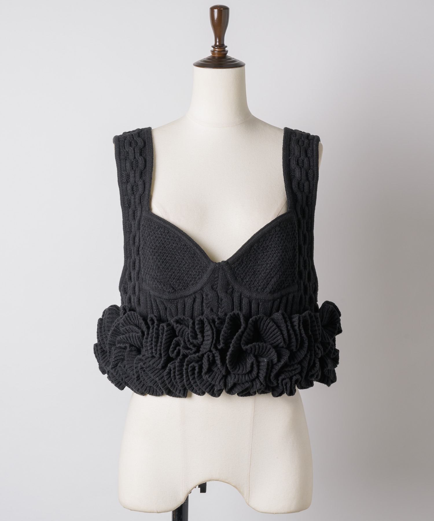 ニッティングパターンボリュームフリルニットビスチェ