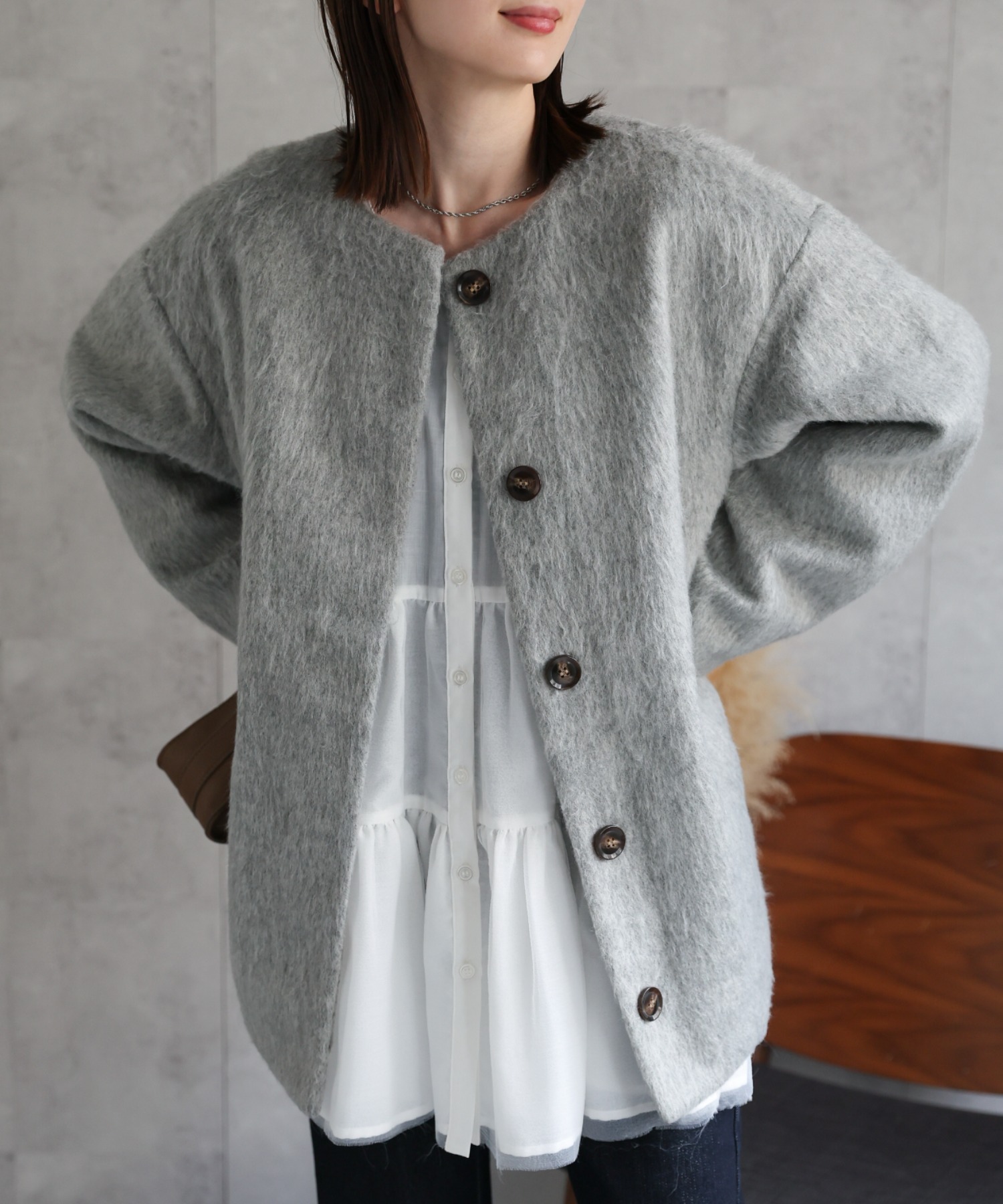 model：162cm 着用サイズ：F