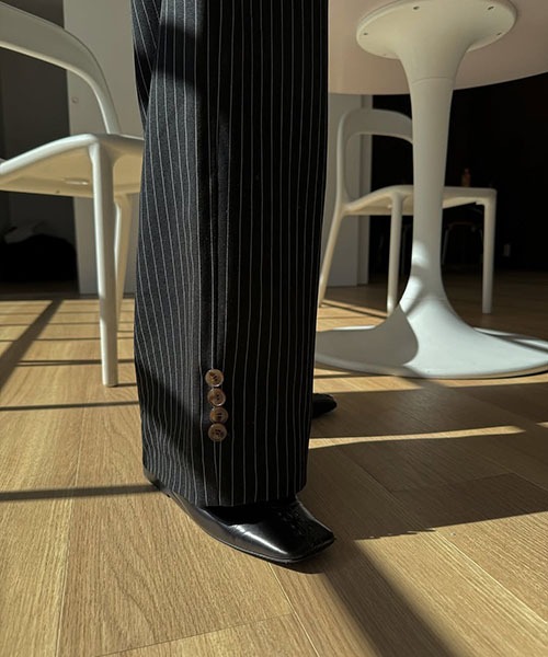 frill shoulder stripe ribbon tie all-in-one