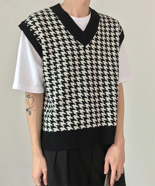 COLN】Square Cut Drop-Shoulder Bicolor Vest Gilet WESTBOY│WESTBOY