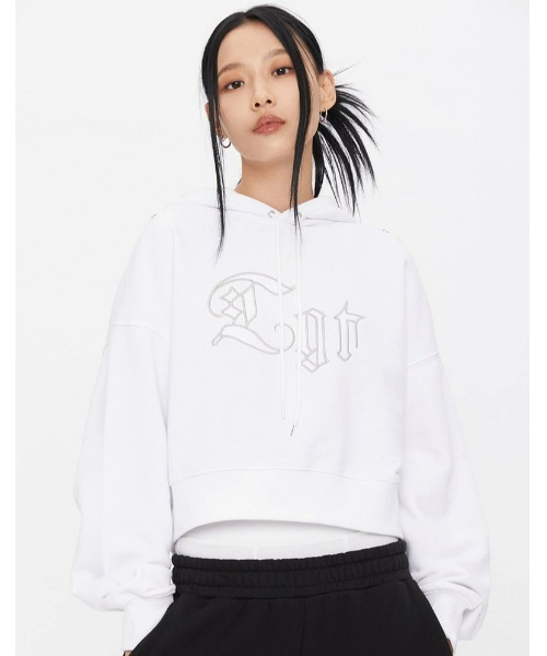 パーカー A'GEM/9 × .kom「TARGETTO/ターゲット」EYELET CROP HOODIE/アイレットクロップ フーディー レディース A'GEM/9 × .kom『TARGETTO/ターゲット』EYELET CROP HOODIE