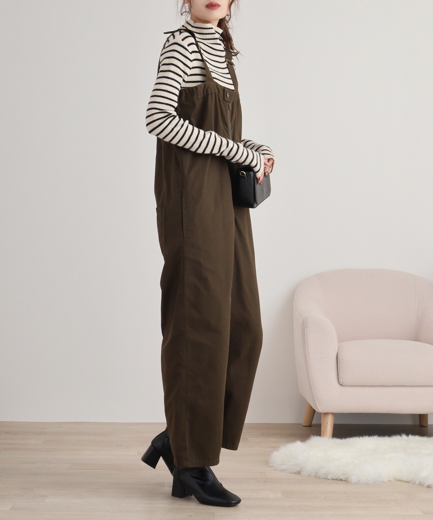 センタージッパーハイウエストサロペット