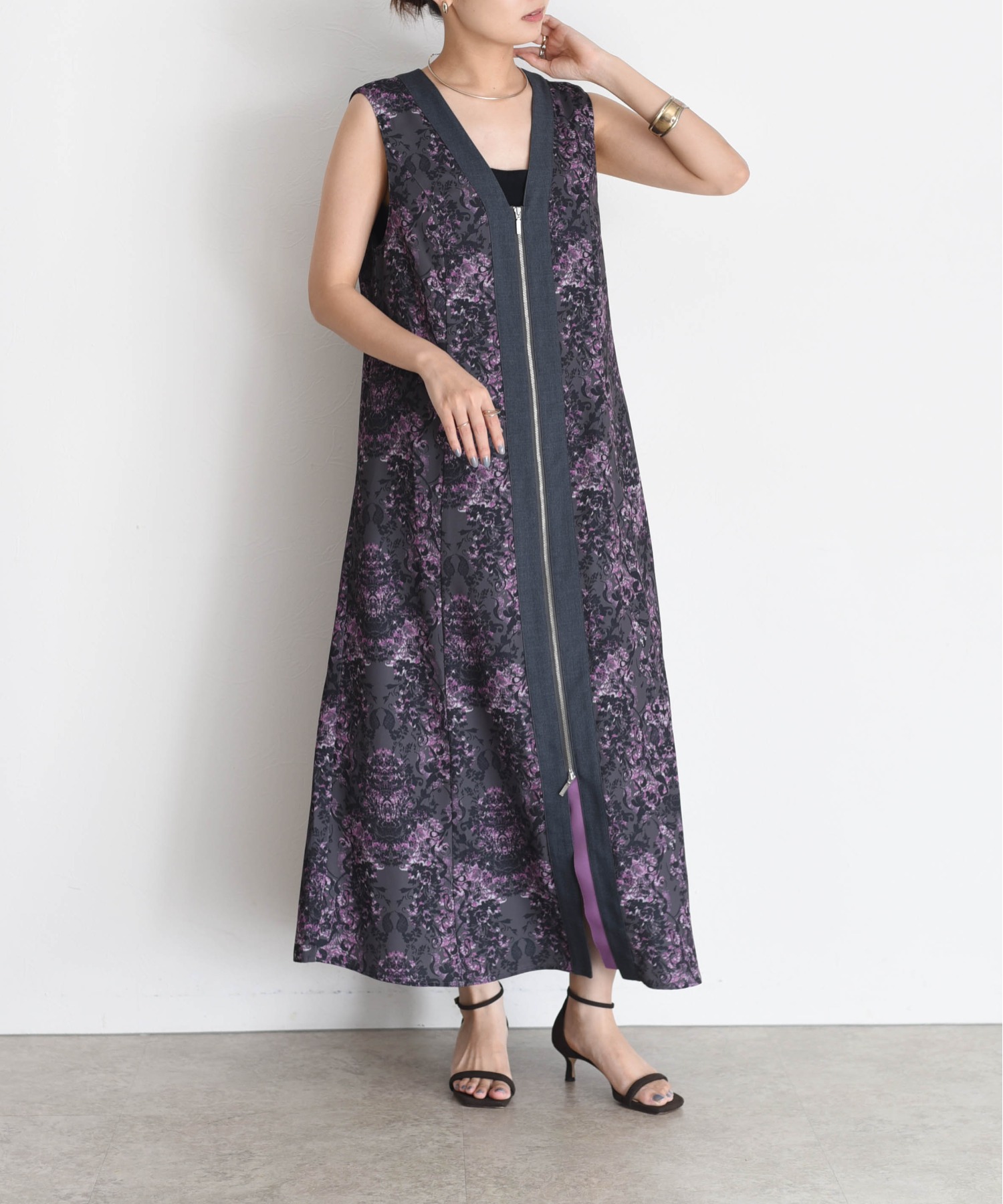 アラベスクプリント フロントZIPワンピース Eimee Law│Eimee Law