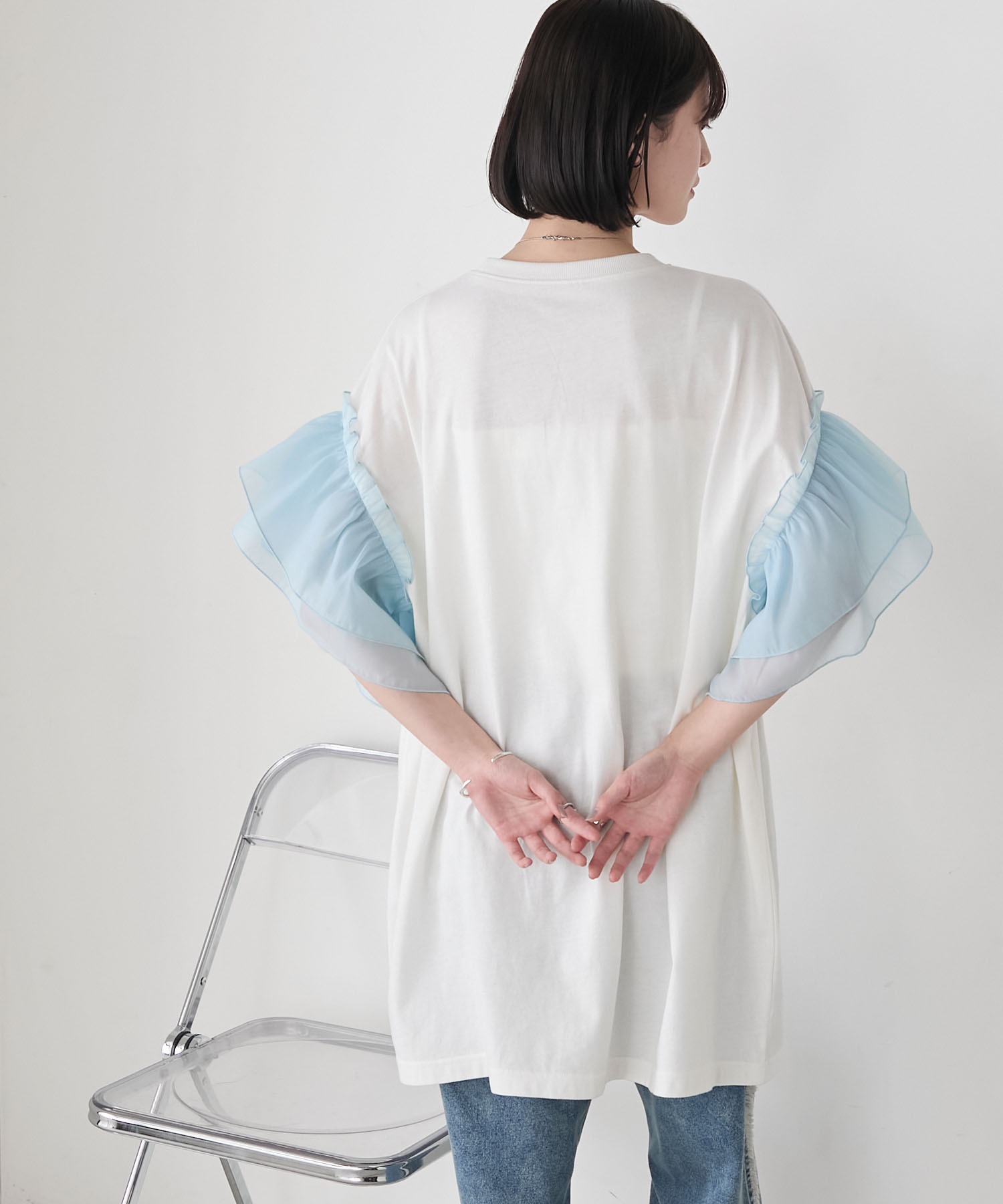 トップス maa MONO-MART tシャツ シアーベロアクルーネックプルオーバー