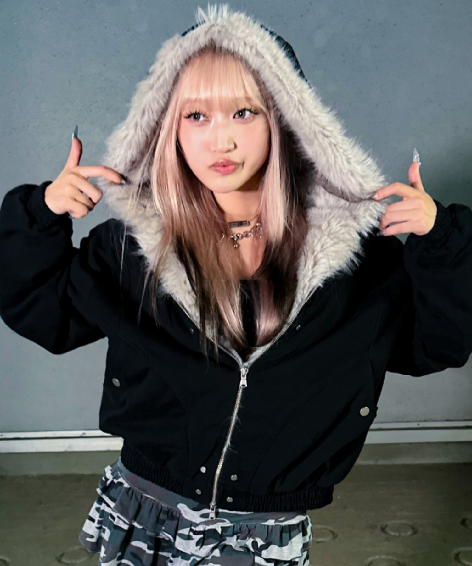 a’gem エージェム ファーライニングショートジャケット A'GEM/9 × .kom 『A'gem/エージェム』ファーライニングショート