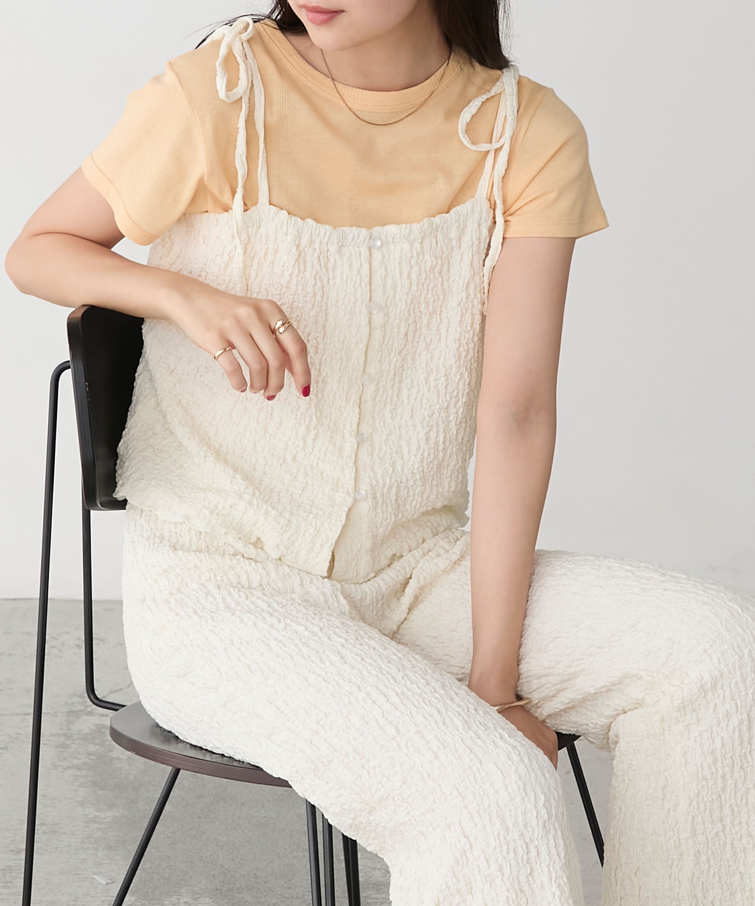 【新品】Horme シャーリングリボンビスチェ forksy.】シャーリング リボン ビスチェキャミソール forksy