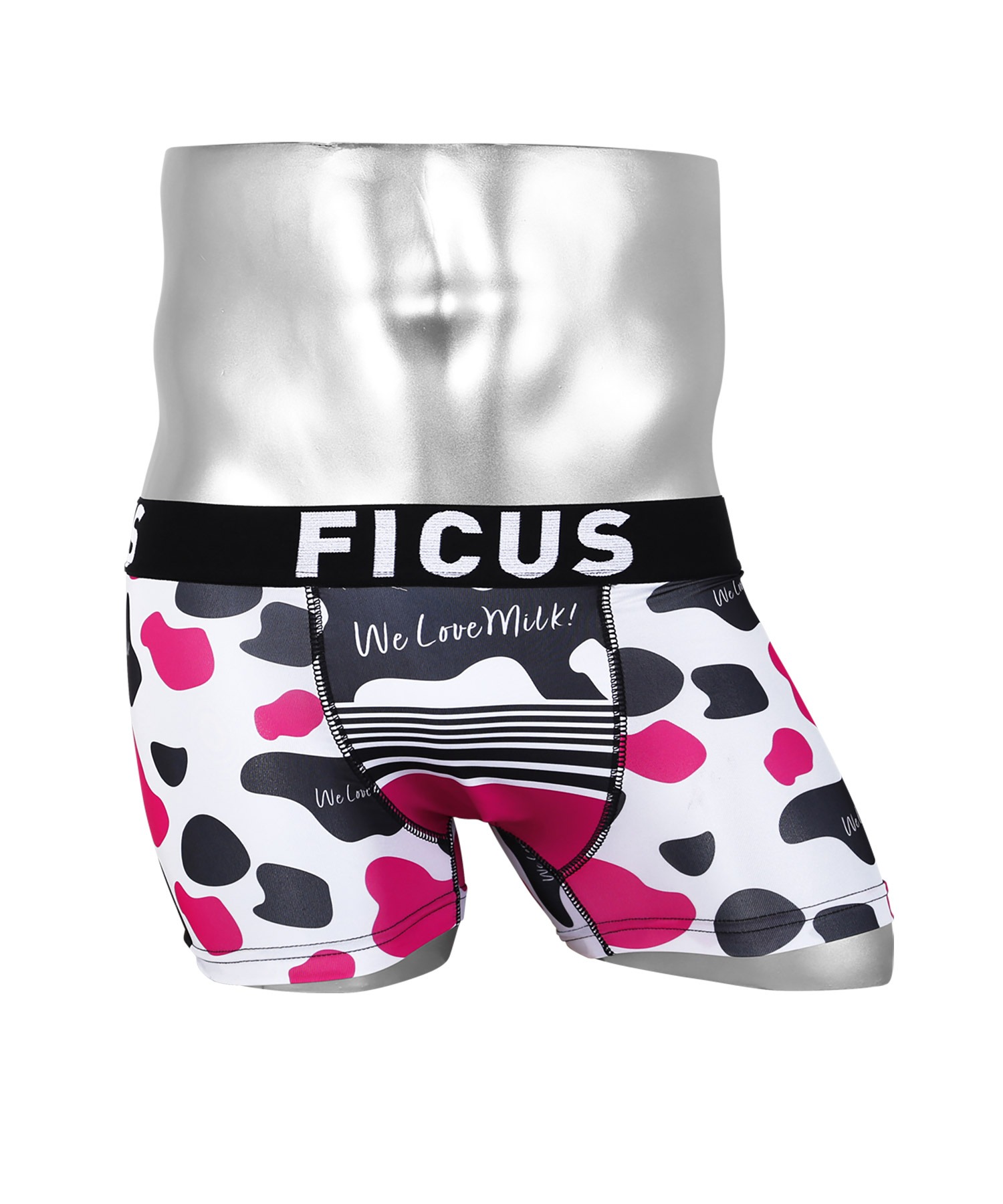 FICUSFICUS 100%正規品 フィークス 無料 ボクサーパンツ メンズ アンダーウェア 下着 アニマル柄 ホルスタイン 牛 動物 ツルツル