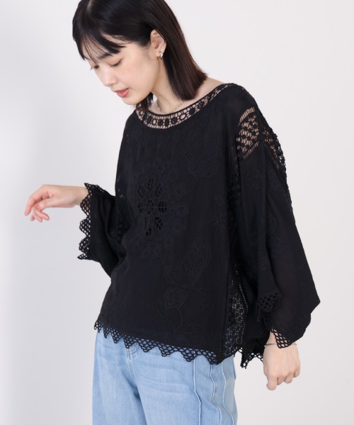 Bicolor Enbroidery ブルダイブ ブラウス — двухцветная вышитая блузка