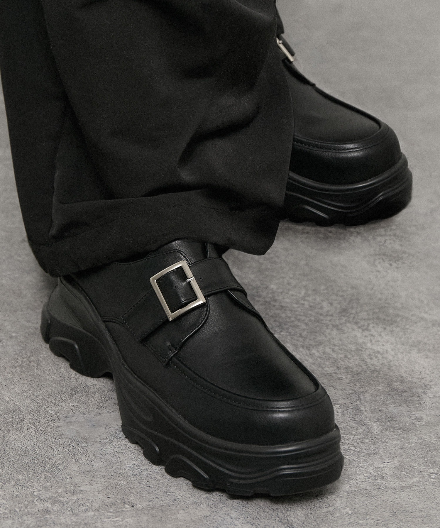 Alfred Alex】+5cm Chunky High-Sole Belt Sneaker Loafer 