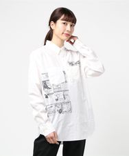 SUPER HYS ROCK pt バックボタンプルオーバーブラウス